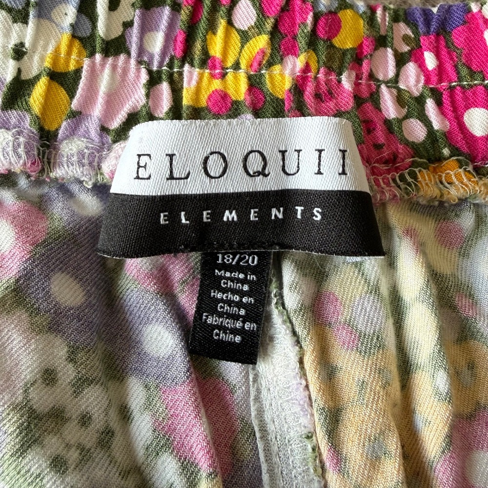 Eloquii Elements Floral Jogger Pants Womens 18/20 Multi Color Ruffle Cuff Rayon - Picture 3 of 6